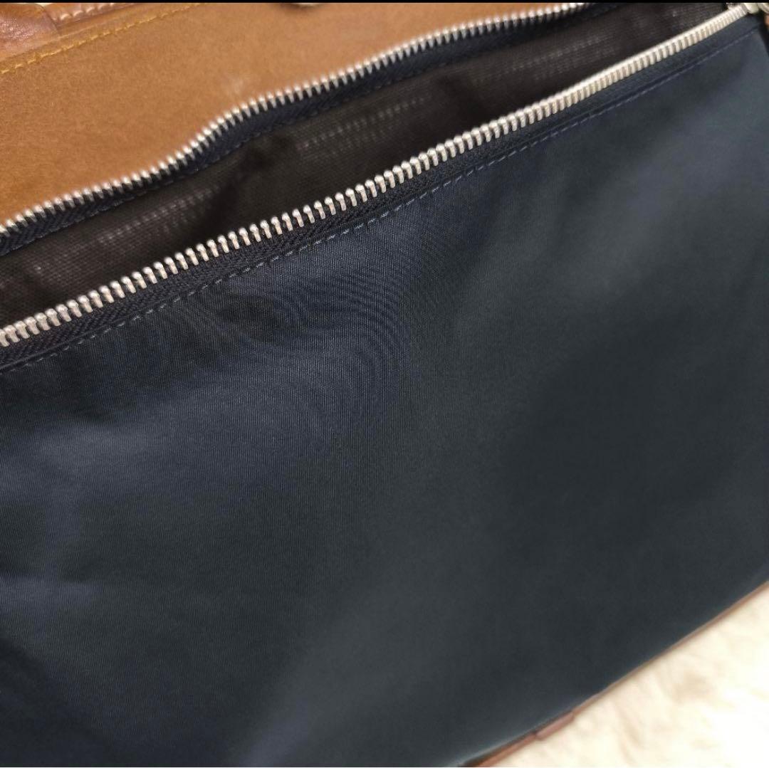 Felisi ブリーフケース 8637/2 1層 A4可 レザー×ナイロン 紺茶