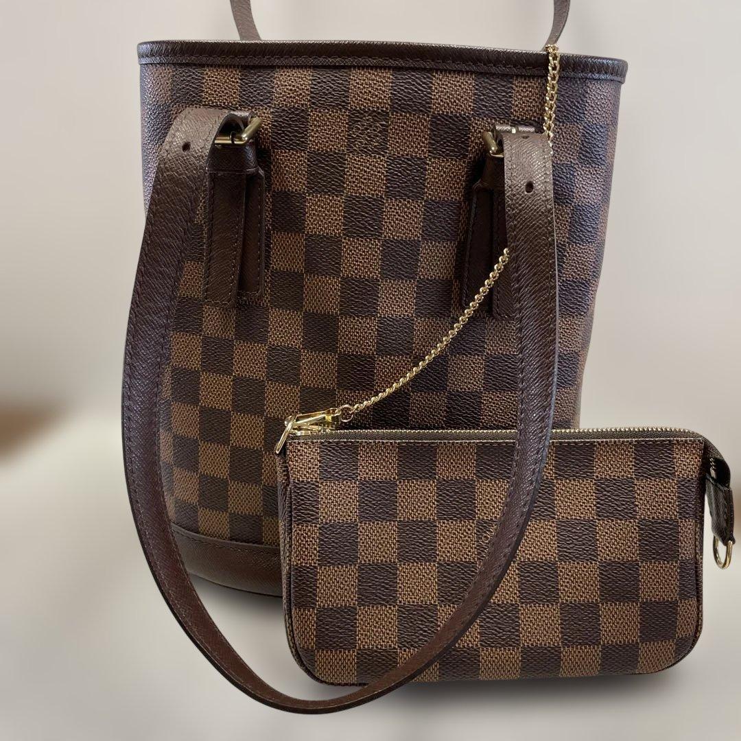 【LOUIS VUITTON】ダミエハンドバッグ ポーチ付き 1600円引き中 【極美品／純正保存袋付き】 LOUIS VUITTON ルイ