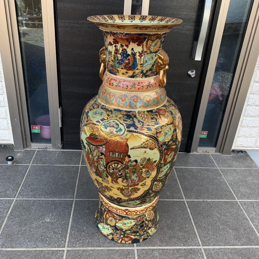 手渡し限定 大型 特大 金彩 薩摩焼 花瓶 壺 置物 - メルカリ