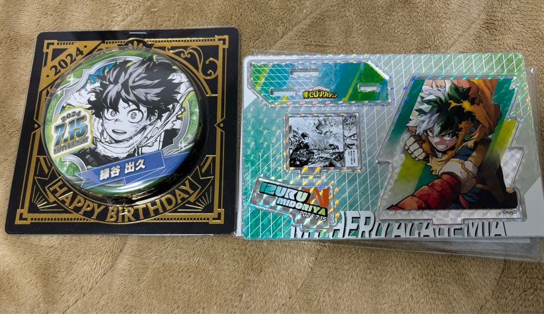 僕のヒーローアカデミア 2024年誕生日缶バッジ、アクスタ 緑谷出久