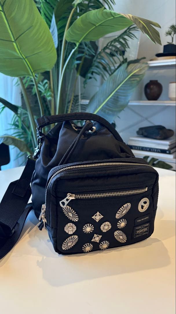 最終値下げ！STRING BAG TOGA×PORTER BLACK美品 大人気コラボ！／「TOGA × PORTER」ストリングバッグ&バックパックが