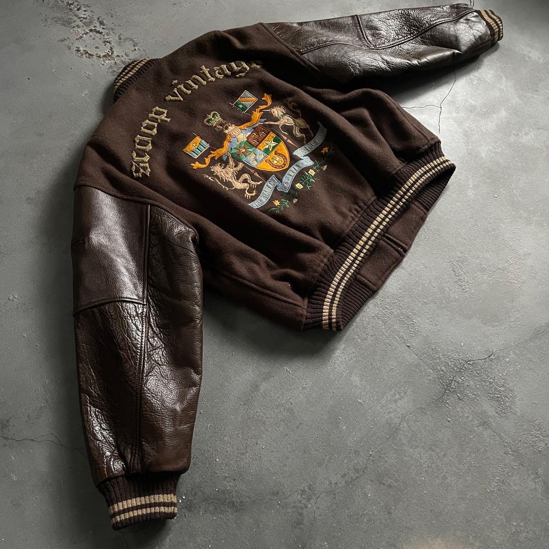 90's Scoop Brown“牛革“stadium jacket