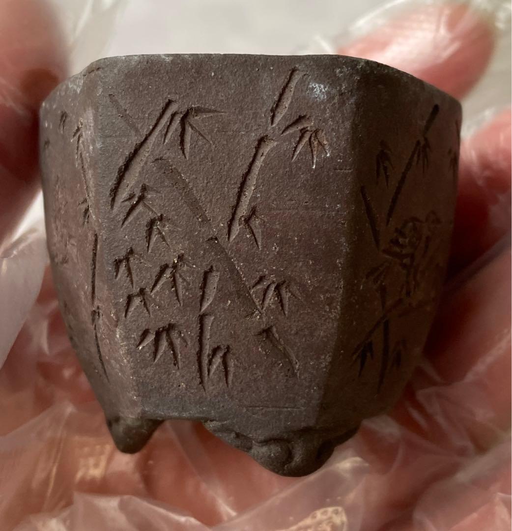 陶雀 雀 小品 盆栽鉢 アンティーク (A) (A11)