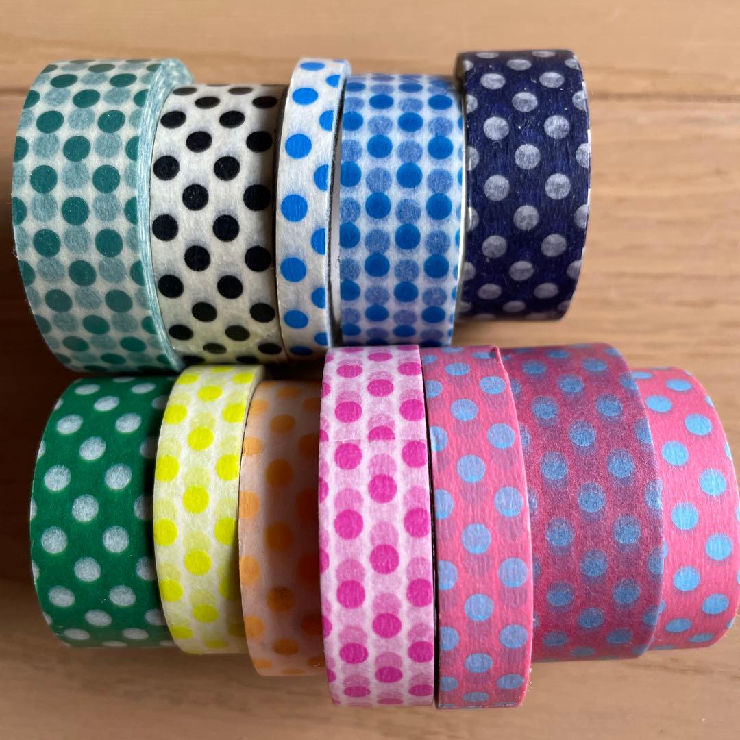 カモ井加工紙　mt 水玉　ドット　マスキングテープ　匿名発送　ドット　スプリング 楽天市場】mt マスキングテープ 1P ドット 1.5cm幅 12色 15mm×7m 水玉