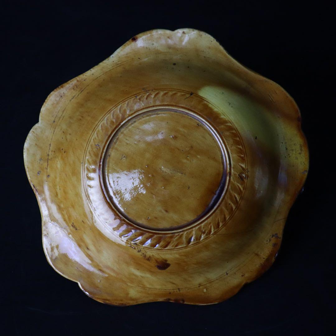 江戸時代 珉平焼 黄釉獅子図皿 木箱付 淡路焼 - メルカリ