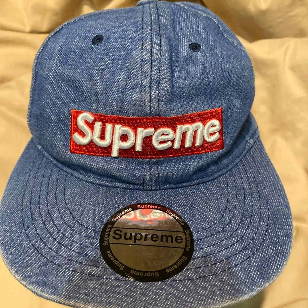 Supreme デニムキャップ刺繍ロゴ付き - メルカリ