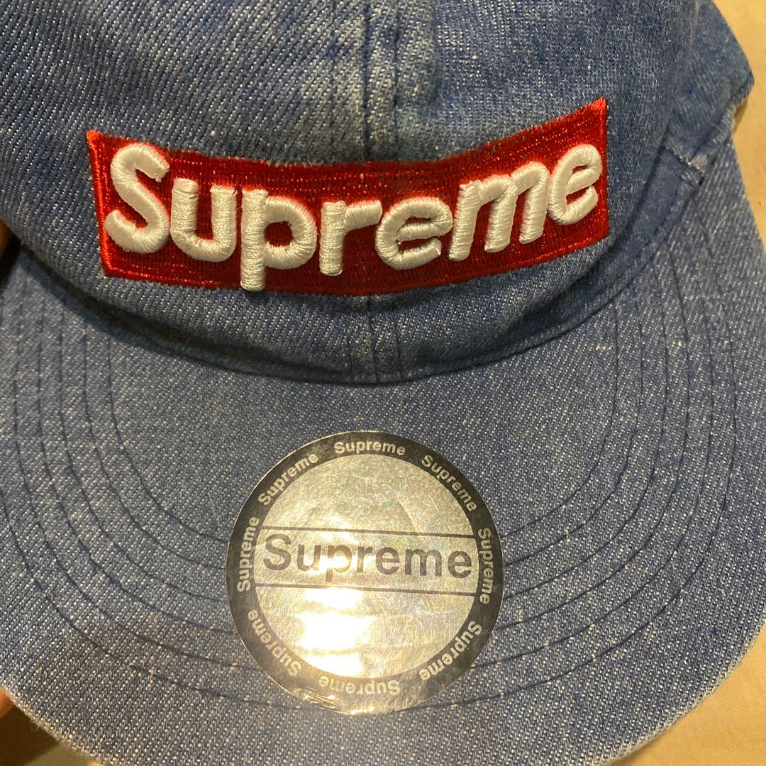 Supreme デニムキャップ刺繍ロゴ付き - メルカリ