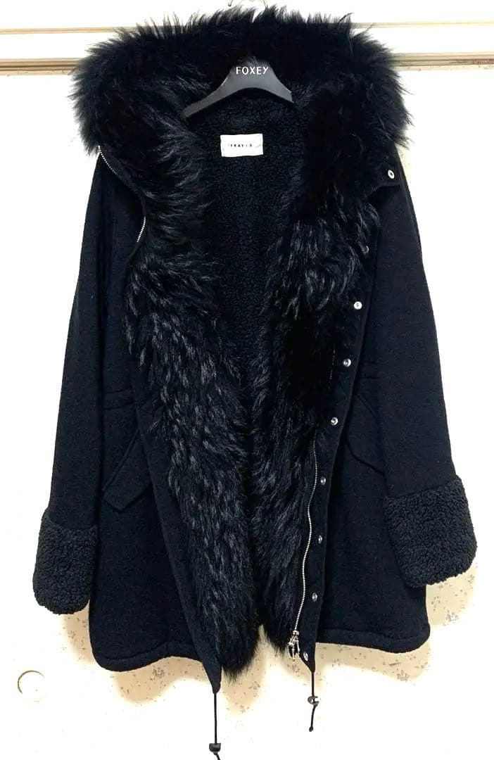 ボリュームファー付きモッズコート　Y2K 平成ギャル　フェアリーグランジ 平成ギャルy2k ファー付きアウター ミニタリーモッズコート フェアリー