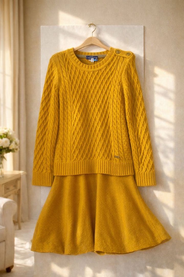 美品】BURBERRY BLUE LABEL ケーブルニットワンピース - メルカリ