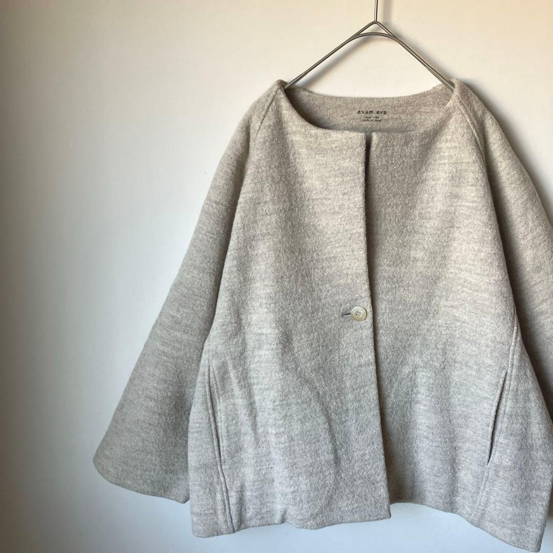 evam eva プレスウールノーカラーコート　ヨーガンレール　中川政七商店 evam eva プレスウールフーデッドコート ヨーガンレール 中川政七商店