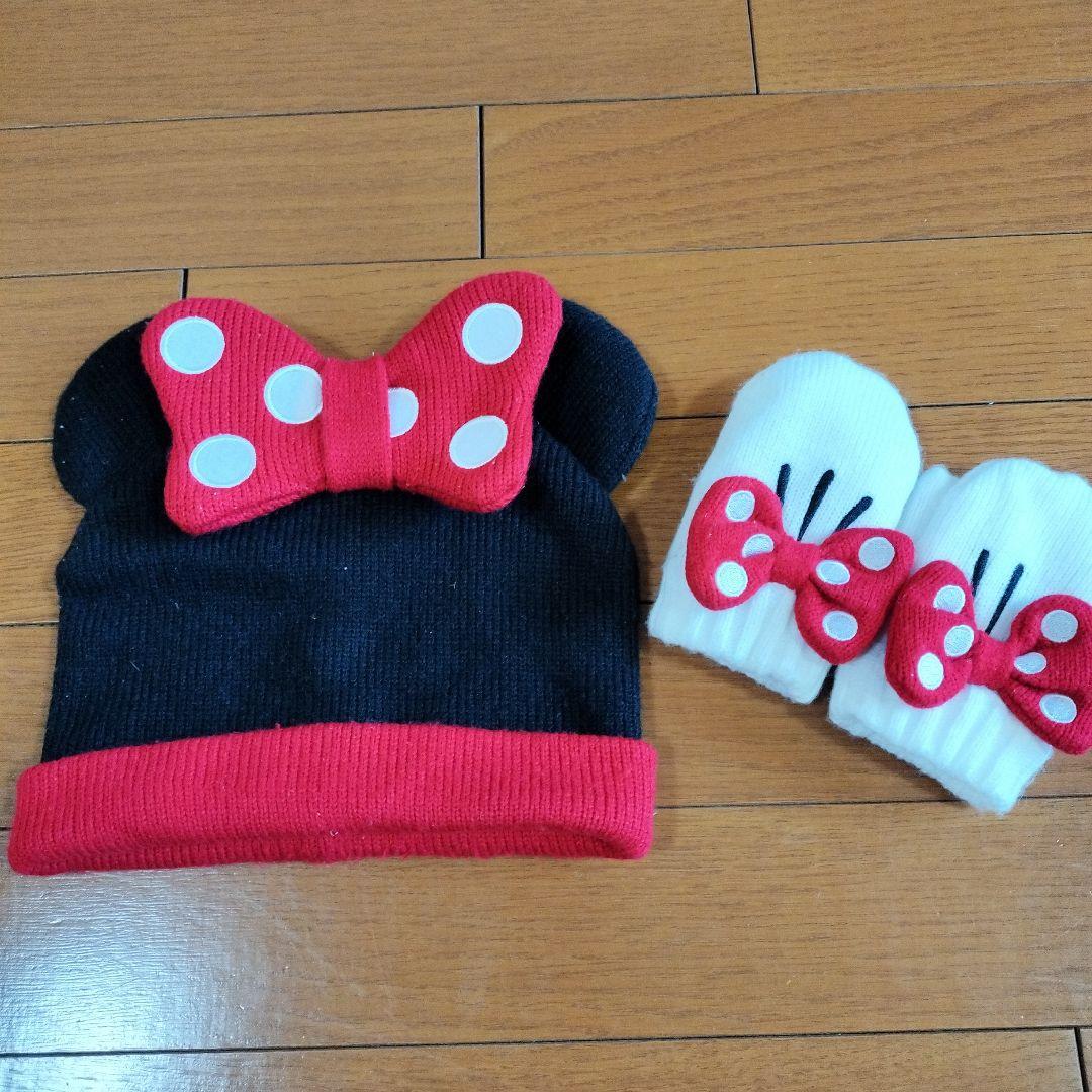 ミニーちゃん 耳付きニット帽 手袋 - メルカリ