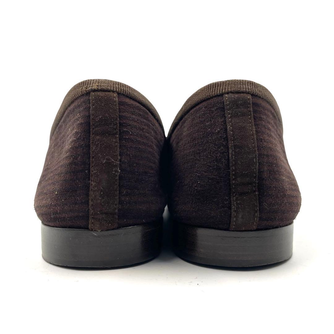 《超美品》シャネル ココマーク フラットパンプス バレエ ストライプ柄 茶系