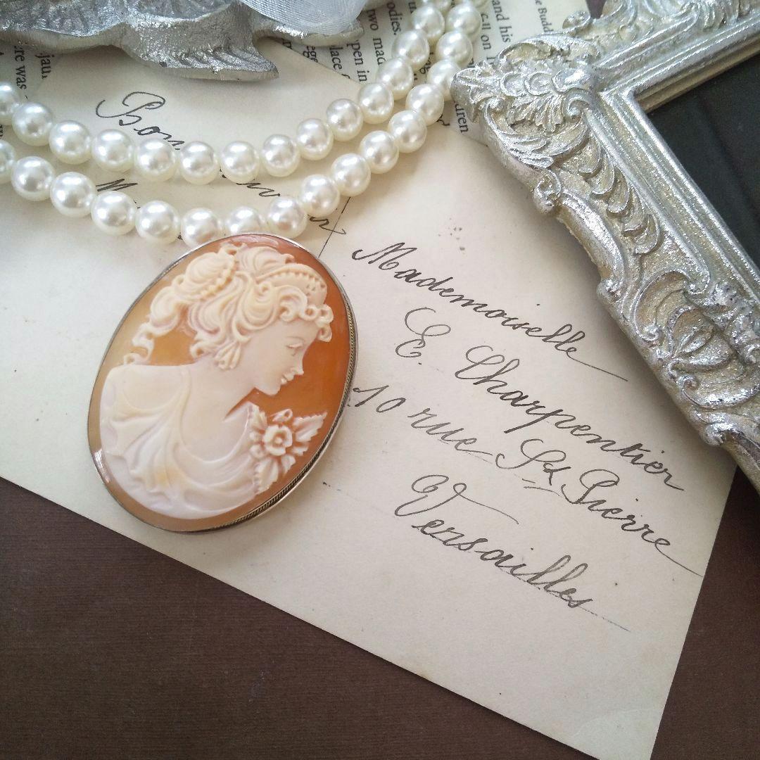 ITALY SILVER 800 シェルカメオ ブローチ ペンダント cameo - メルカリ