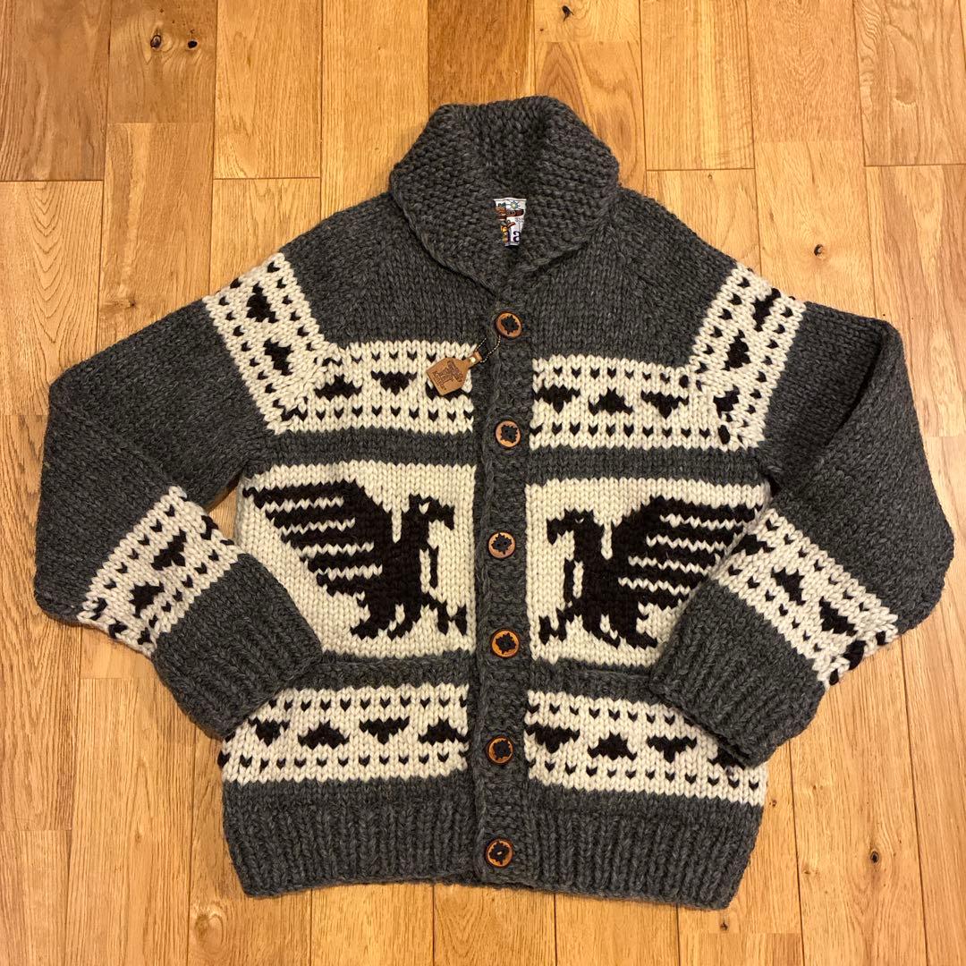 Knitata ビンテージモデル　エンブレム柄 カーディガン　カナダ製 KANATA