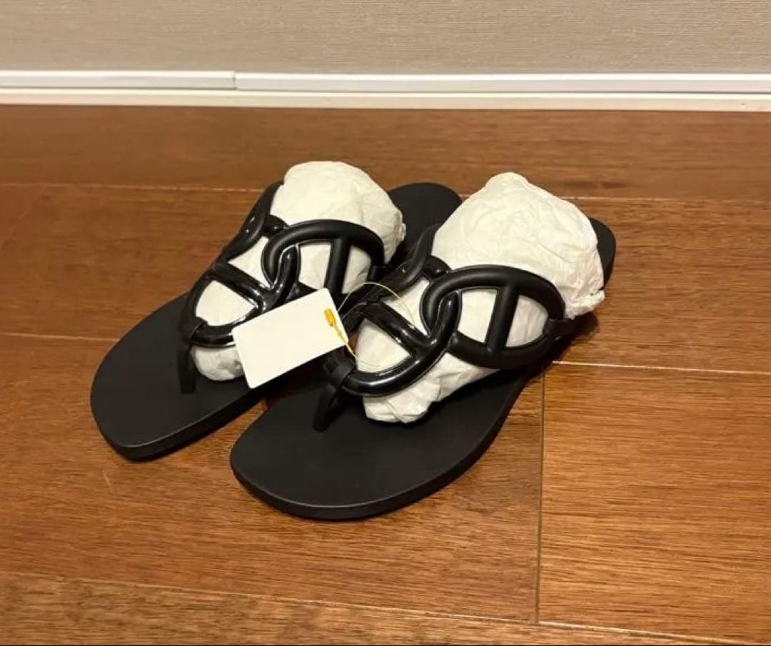 エルメス HERMES エジェリ サンダル ラバー 黒 サイズ38 24.5cm