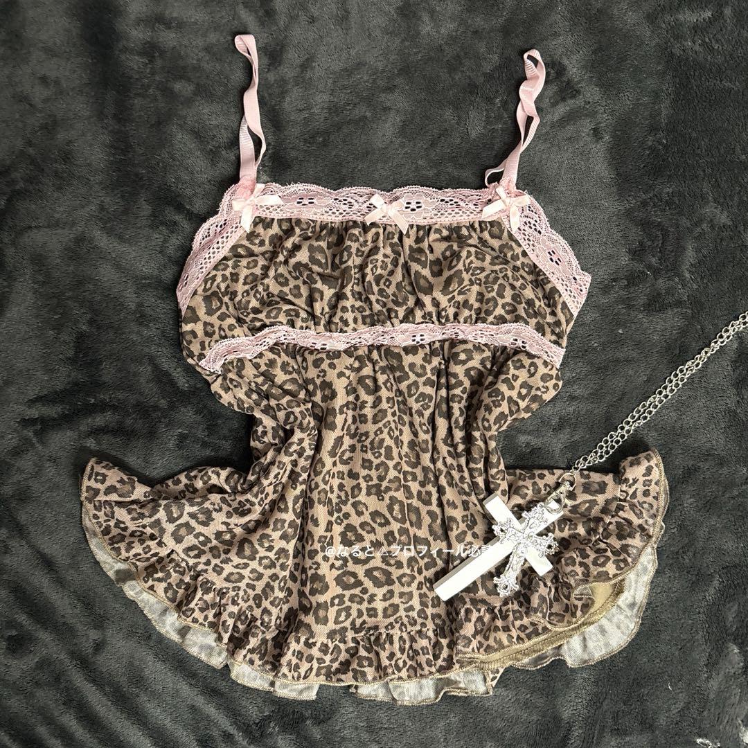 姫ギャル 平成 キャミ ギャル ヒョウ柄 レオパード レース grunge