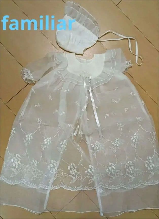 familiar ベビードレス セット　セレモニードレスサイズ50 お宮参り 妖精の森 ベビーセレモニードレス3点セット 日本製 新生児 お宮参り