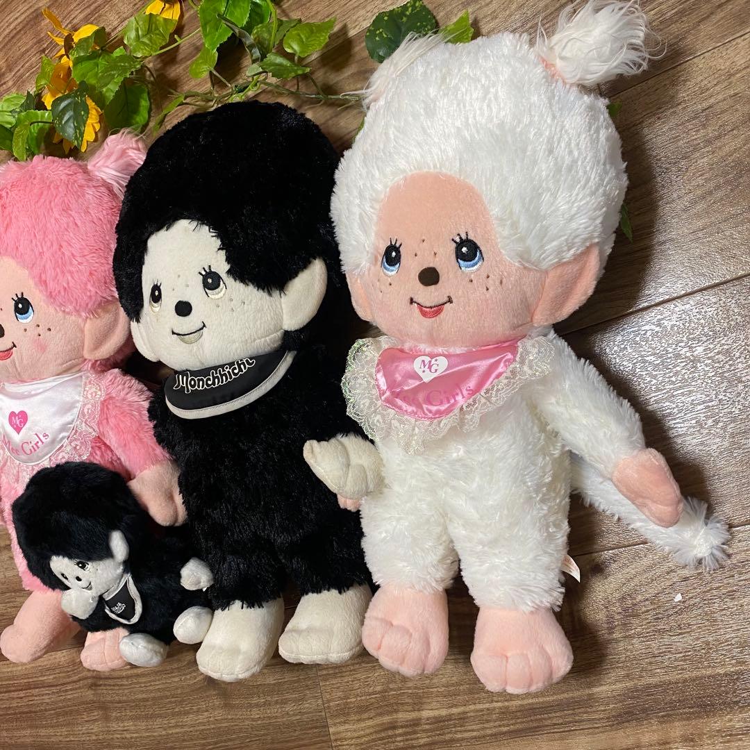 希少 モンチッチ ぬいぐるみ モノトーン 男の子女の子ヴィンテージ
