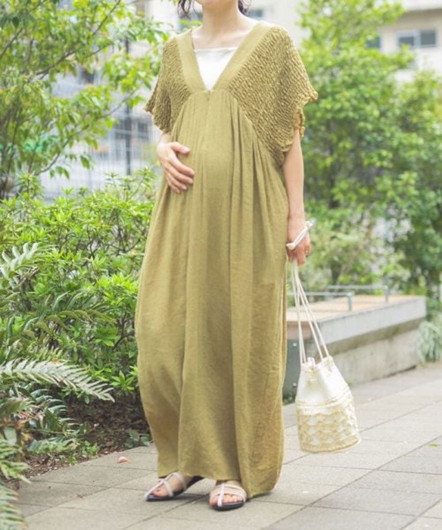 LEPSIM マタニティ シャーリングVワンピース LEPSIM（レプシィム） マタニティ 「産前・産後対応」マタニティ