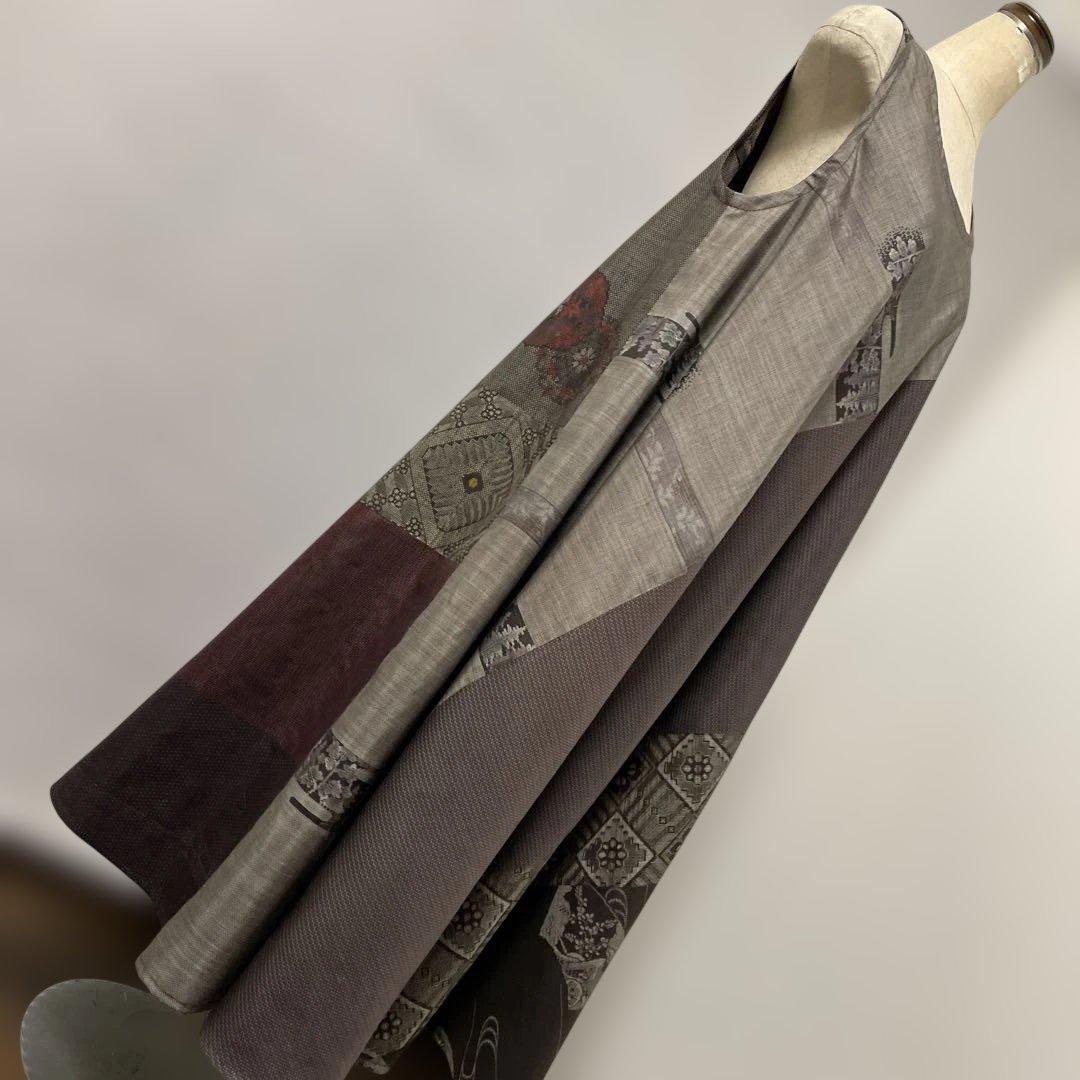 着物ワンピーステントラインロング丈《16》大島紬(龍郷柄7＆9マルキ)L〜L L