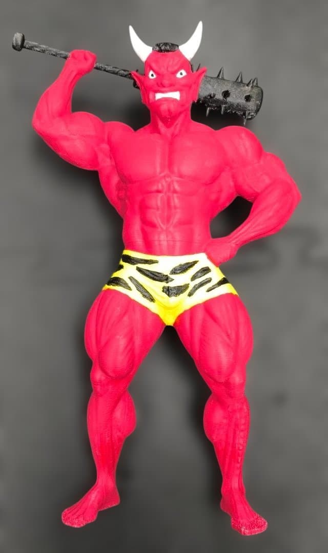 ジャンボサイズ　マッチョ鬼　人形　節分　ボディビル 楽天市場】ボディビル掛け声タオル 背中に鬼の顔 名入れ無料