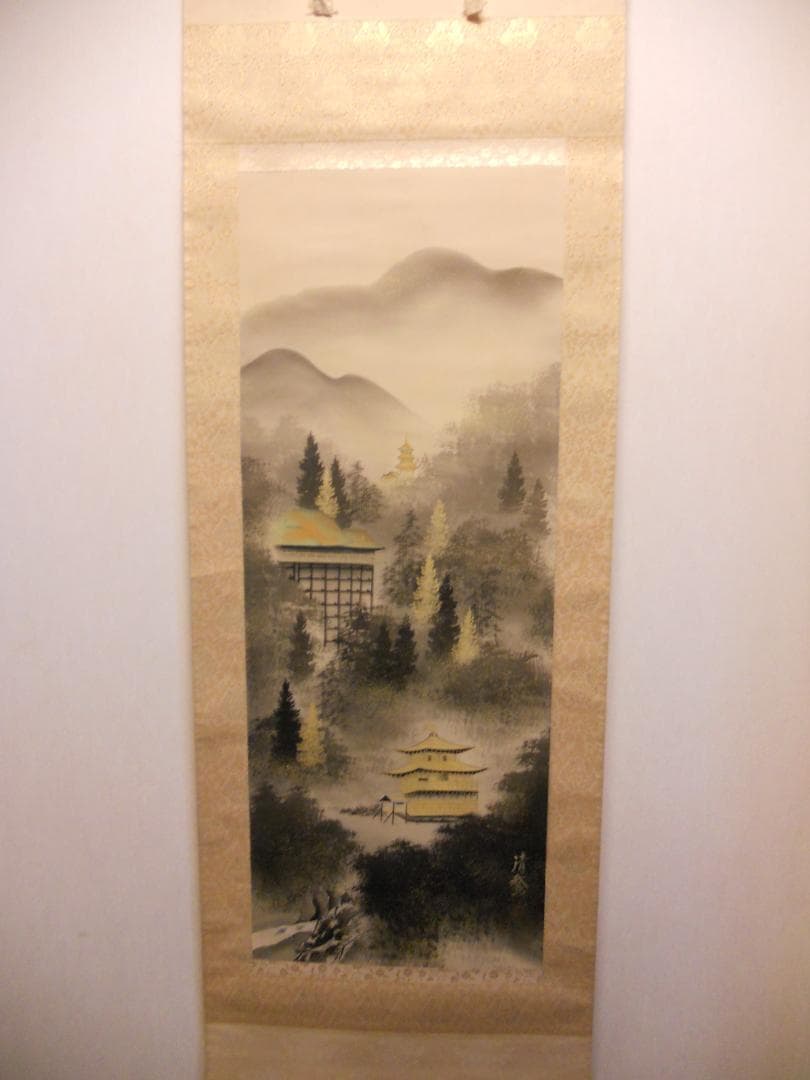 掛け軸 日比清鵞 京洛静韻 絹本 希少 軸装 茶道具 掛軸 美品 です