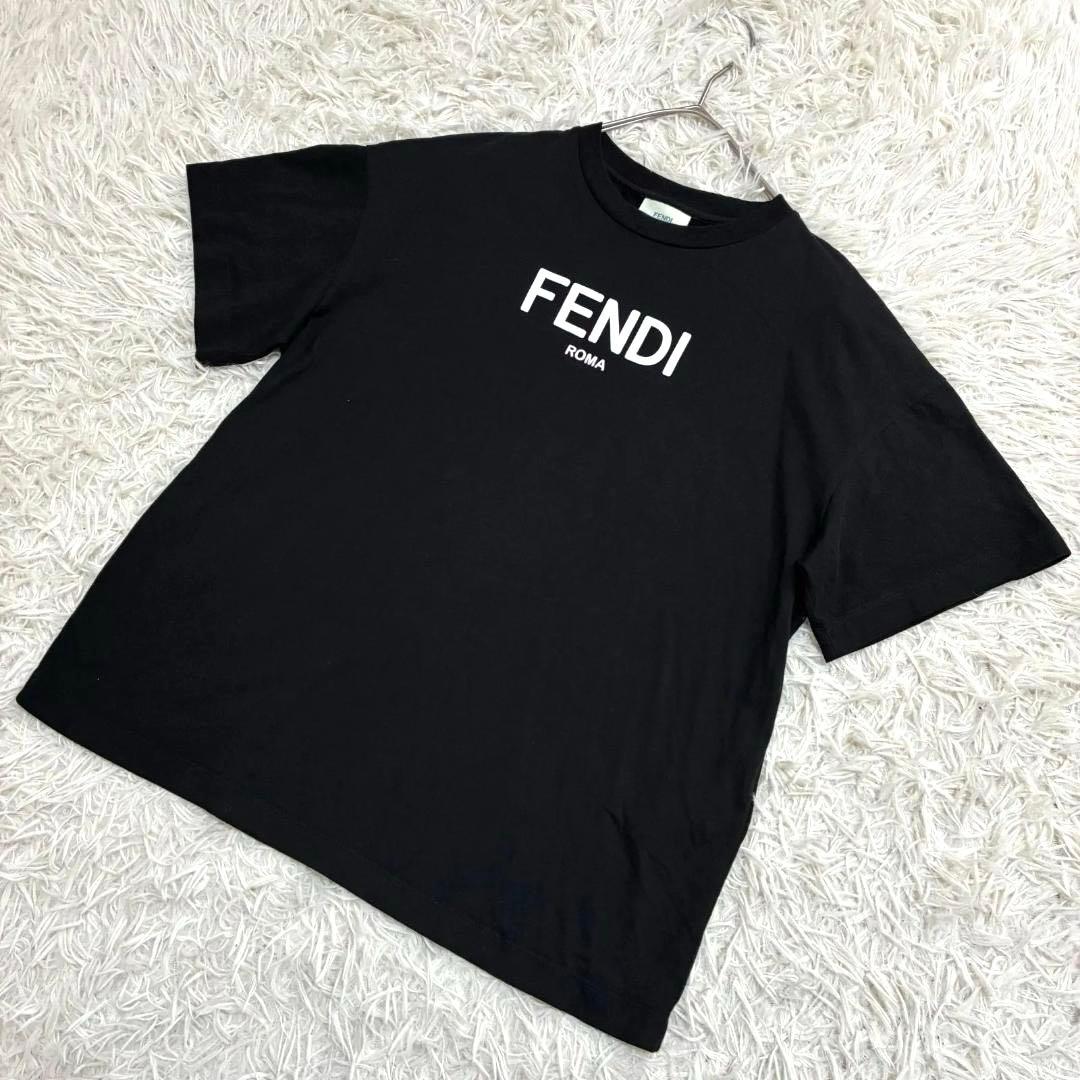 12419✨フェンディキッズ ビッグロゴ Tシャツ カットソー 黒 12A New☆23ss FENDI ロゴTシャツBlack/10~14歳大人もOK♪【関税込