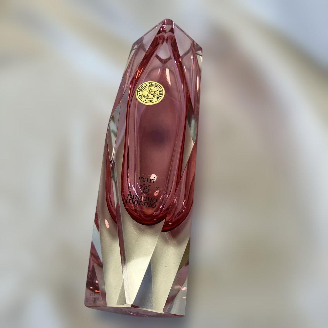 ムラーノ MURANO ヴィンテージ フラワーベース 花瓶 ピンク ムラノ