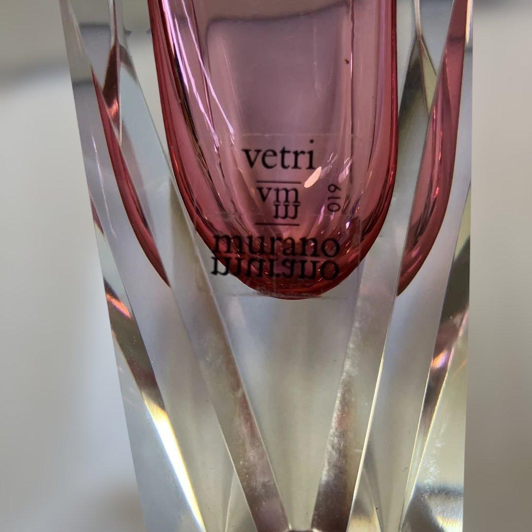 ムラーノ MURANO ヴィンテージ フラワーベース 花瓶 ピンク ムラノ