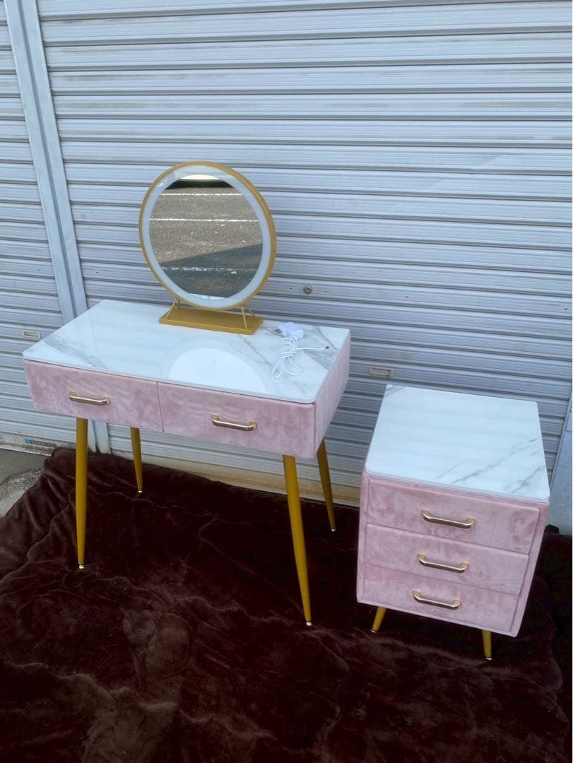 雨宮様専用】大理石風 ドレッサーセット 鏡付き※椅子はつきません。