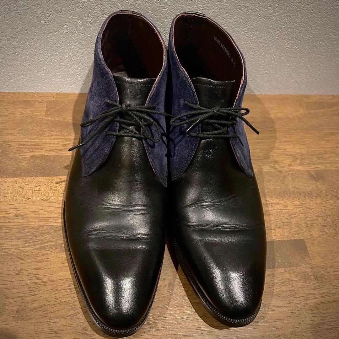 マドラス ゴアテックス チャッカブーツ 26.5cm 黒 紺 本革 M4505G