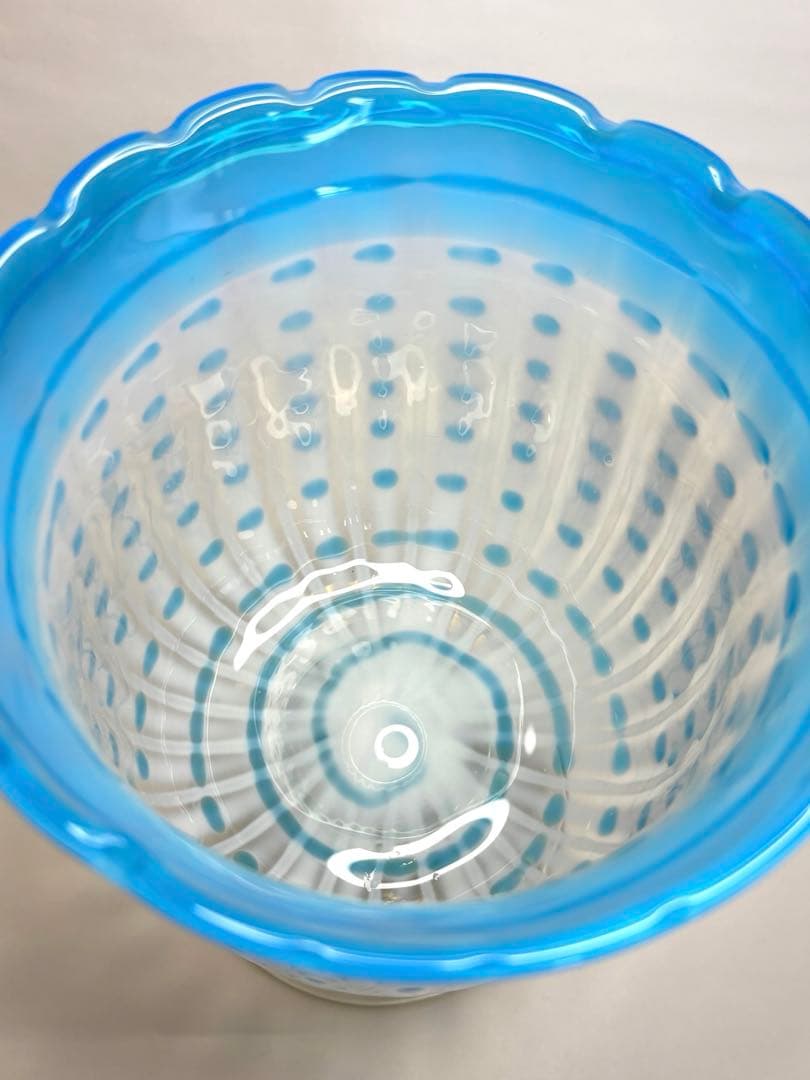 めぐお様専用昔ガラス フリル ドット 乳白色 コンポート 気泡 アンティーク