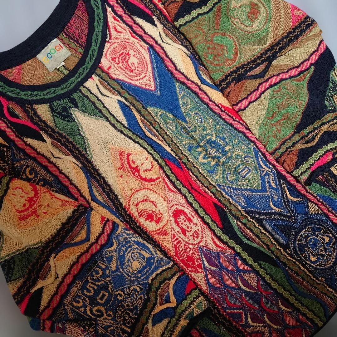 激レア 希少 紙幣柄 coogi クージー 3D コットン オーストラリア製 Ｓ 90s COOGI クージー 3Dニット 総柄ニット オーストラリア製 S | 古着屋 Uan
