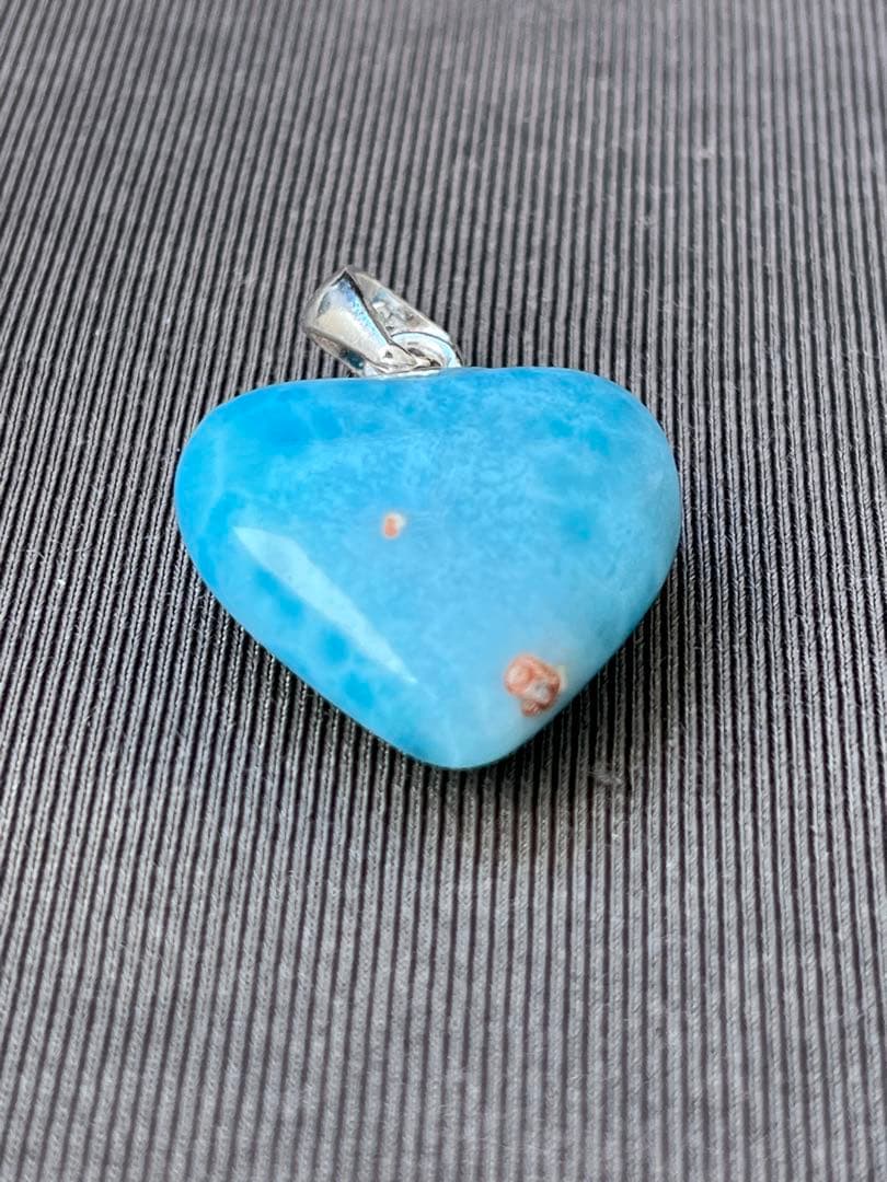 天然石☆高品質！ラリマーハート型ペンダントップ☆濃いブルーが美しい