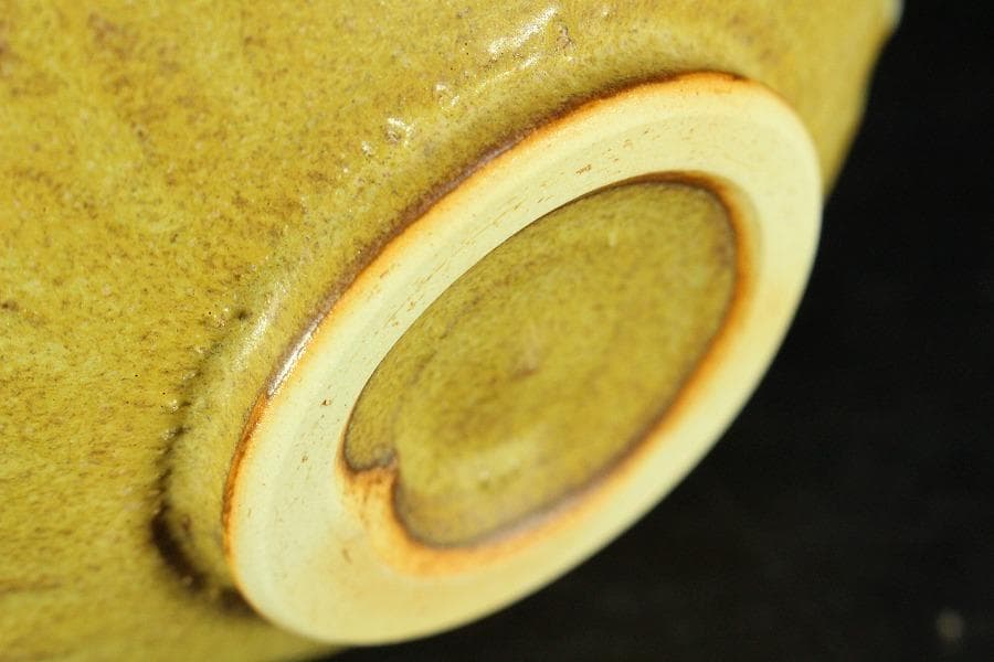 茶道具 坂野鳳洋作 黄燿 京焼 茶碗 煎茶 美品 共箱(K-YC427)