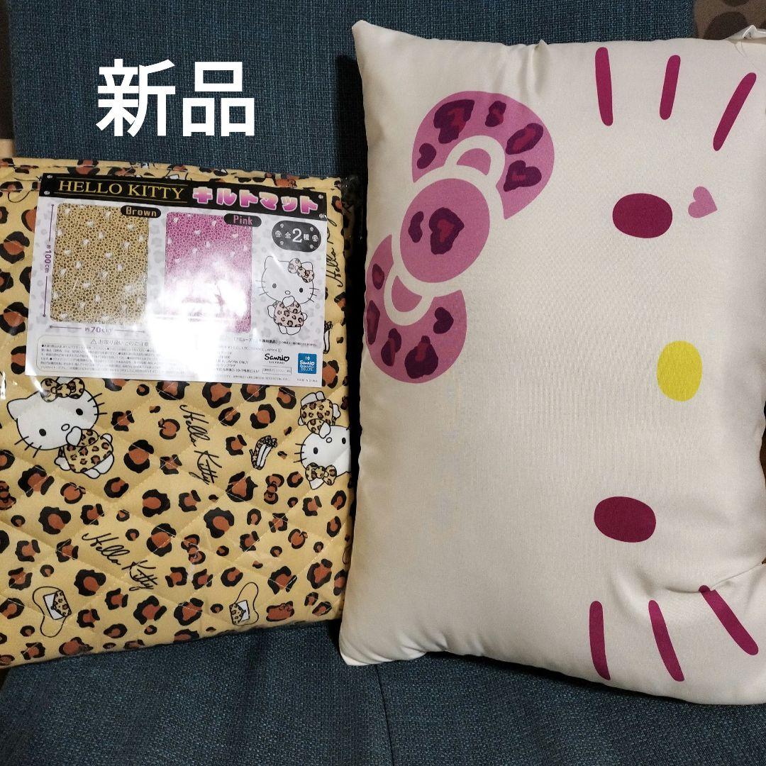新品＊ハローキティ フェイスクッション ヒョウ柄 サンリオ ピンク