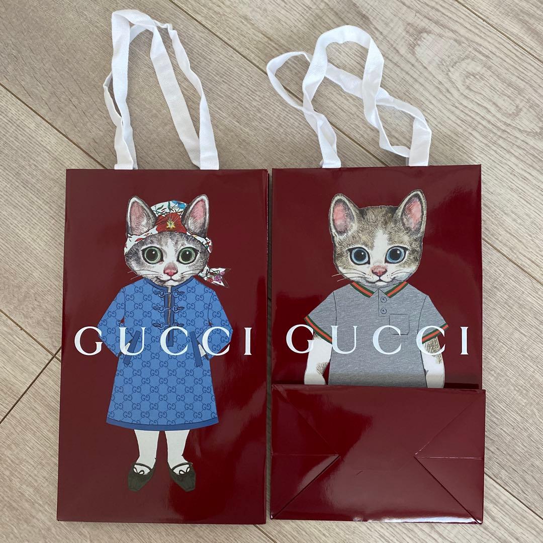 GUCCI ヒグチユウコ 猫 コラボ ショッパー 紙袋 2枚セット - メルカリ