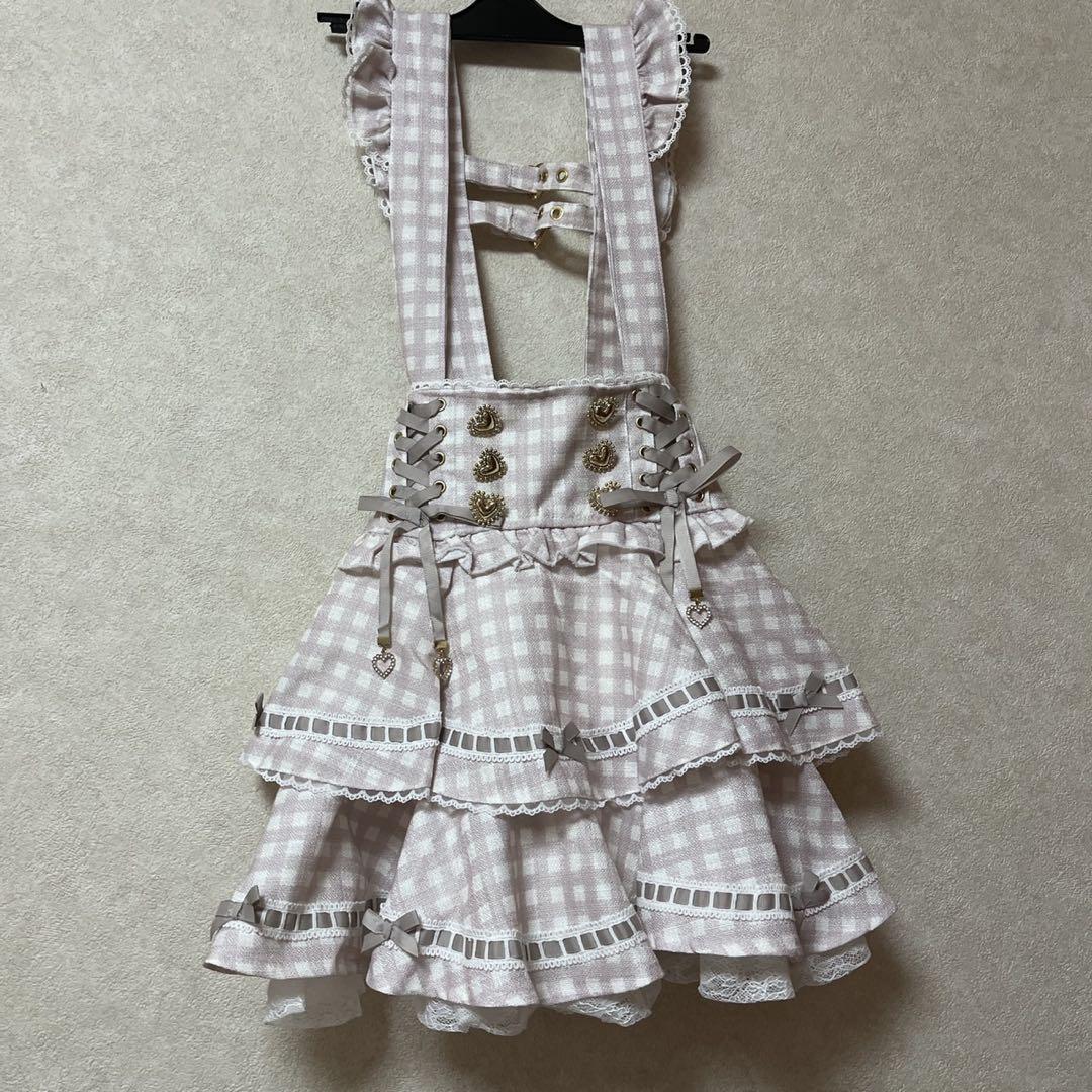 Lizlisa リズリサ はしごリボンギンガムティアードスカパン ピンク