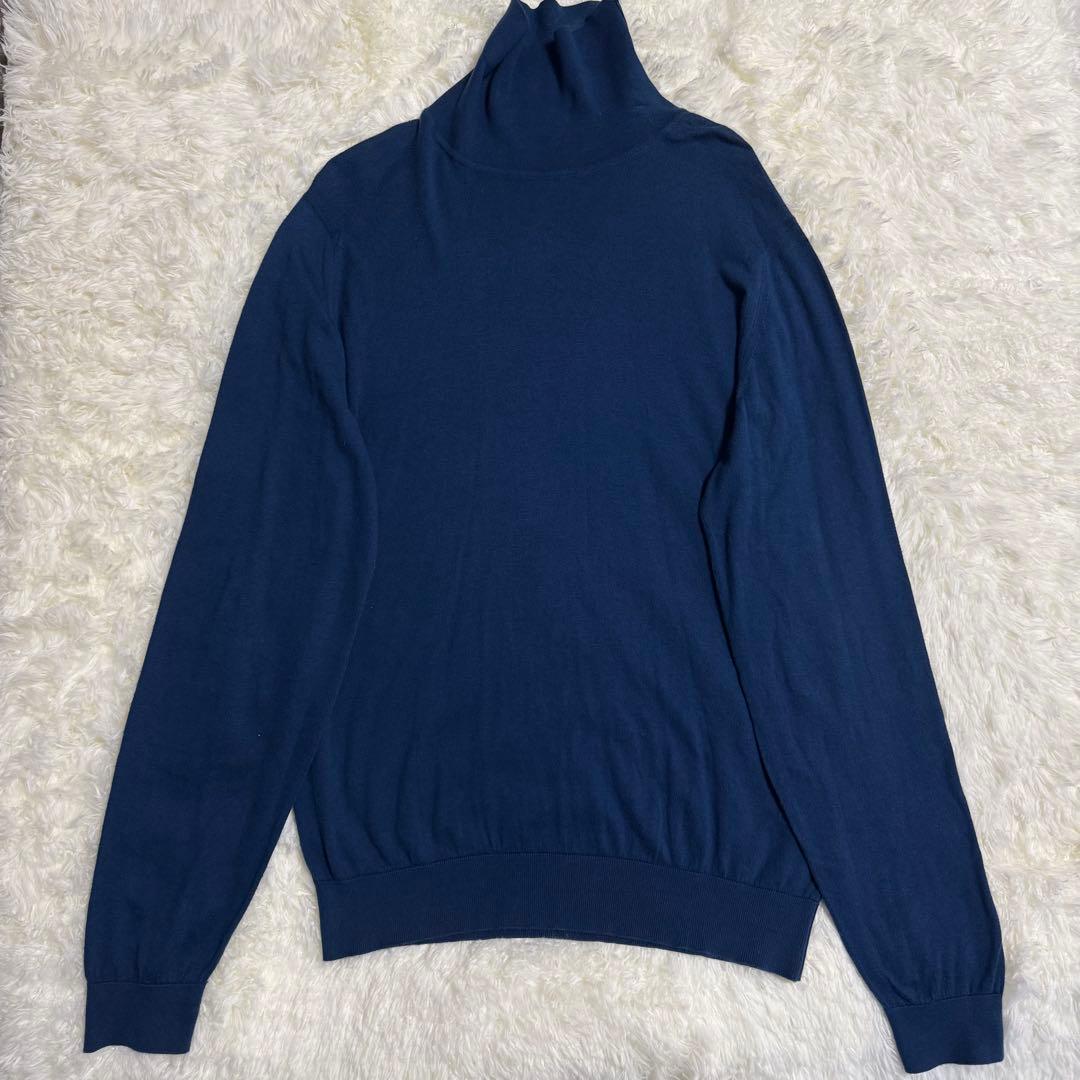 ジョンスメドレー タートルネック ニット L ブルー シーアイランドコットン JOHN SMEDLEY ジョンスメドレー シーアイランドコットン タートル