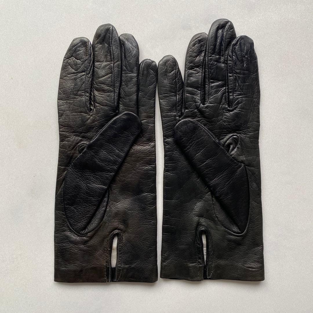 美品 イタリア製 シャネル レザーグローブ ブラック 黒革手袋 サイズ6