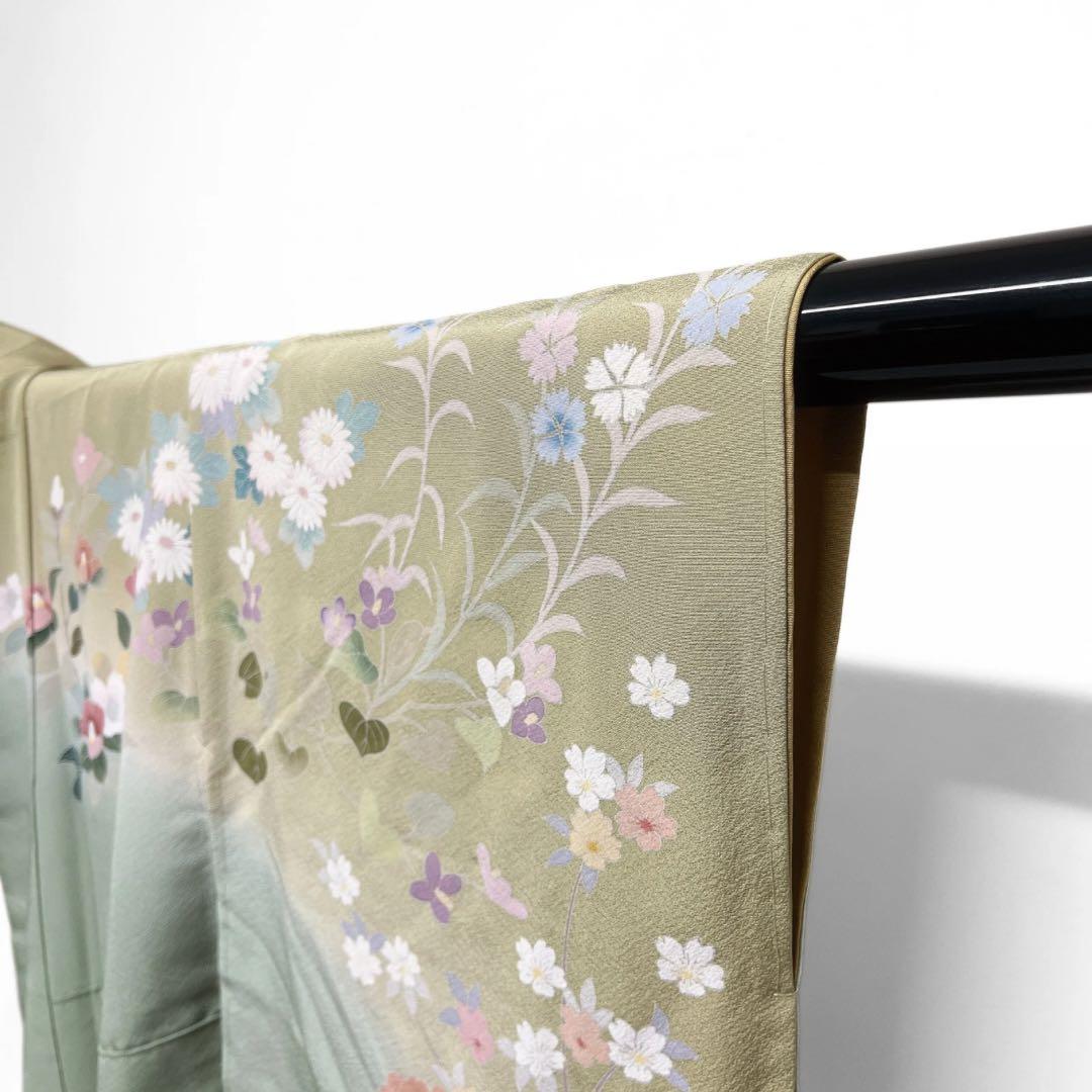 未着用 訪問着 花模様 椿 桜 菊 撫子 グラデーション 着物 064a d