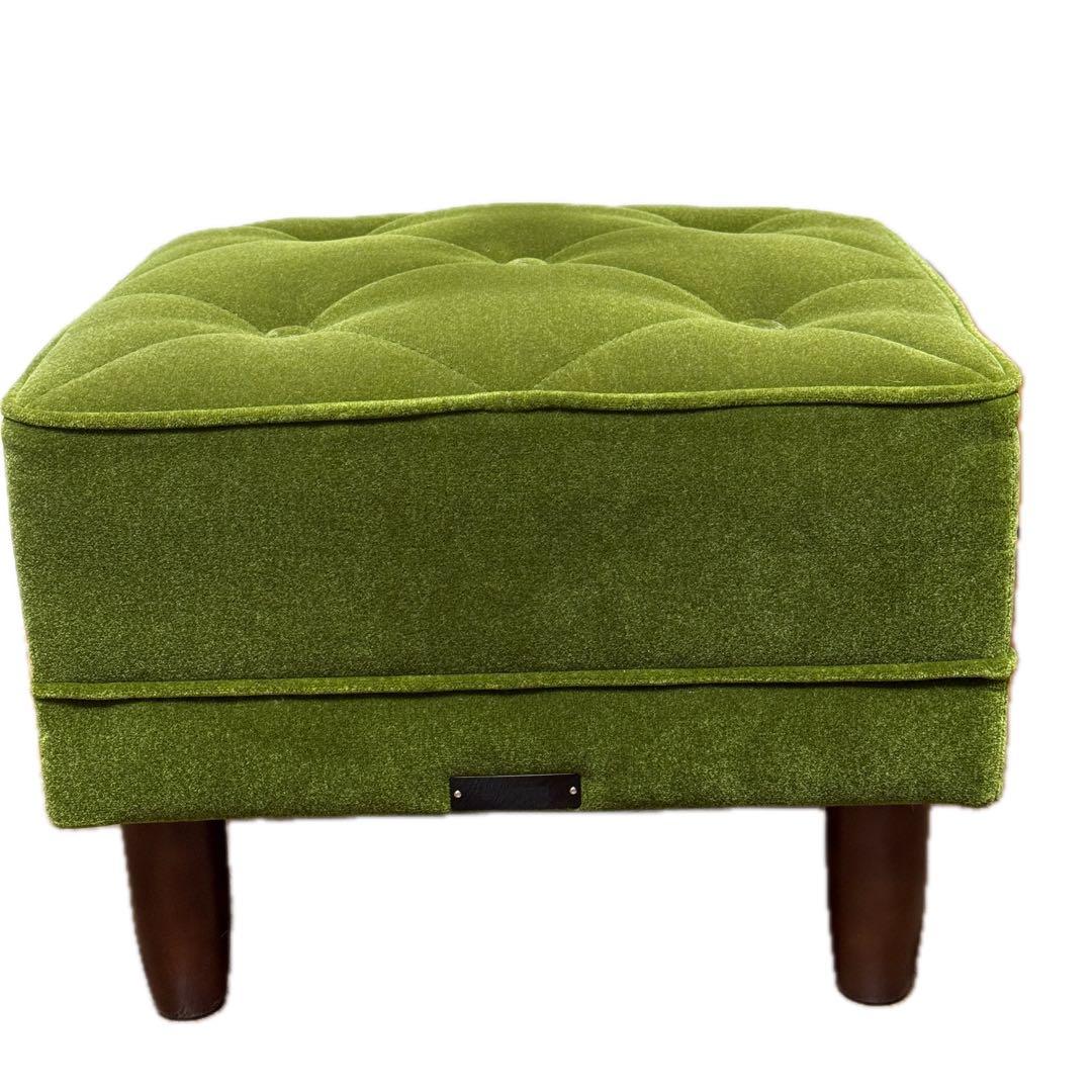 美品　希少 カリモク60 オットマン　モケットグリーン カリモク60 オットマンモケットグリーン（ダークウォールナット色塗装