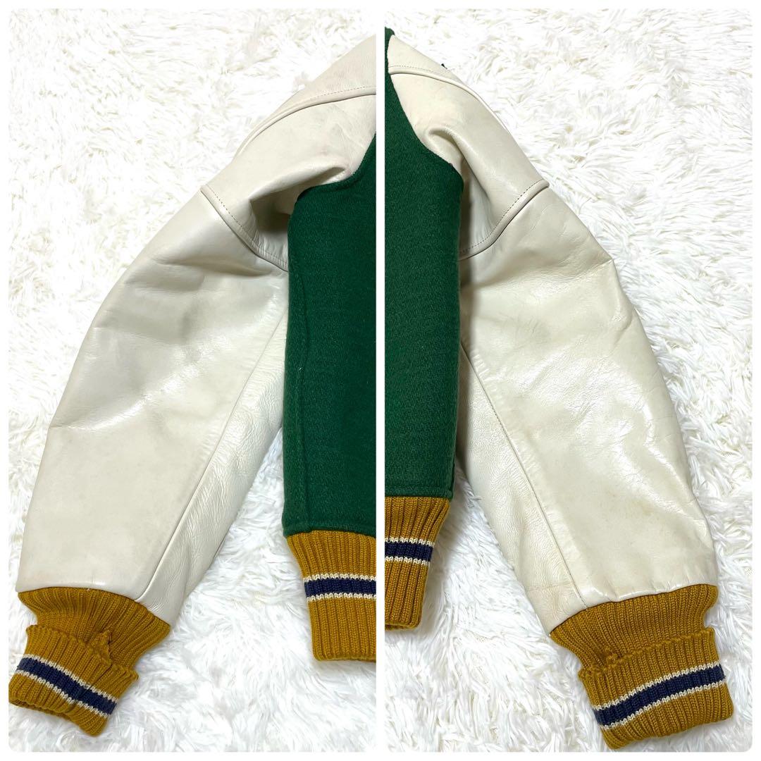 Whitesville スタジャン 38 M相当 袖レザー ボクシングモチーフ - メルカリ