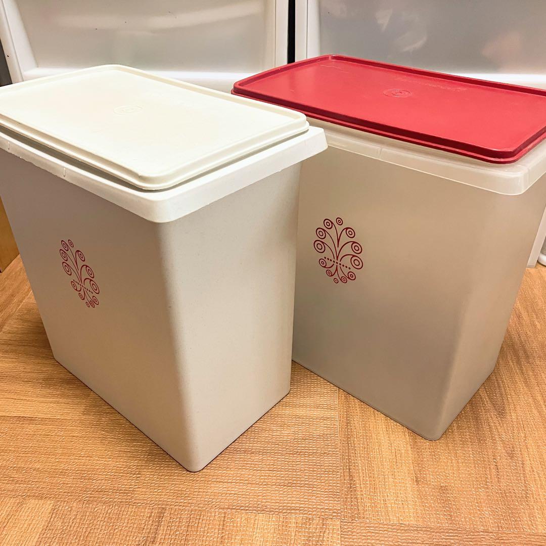 2点セット【タッパーウェア】米びつ 10キロキーパー クリア＆クリーム