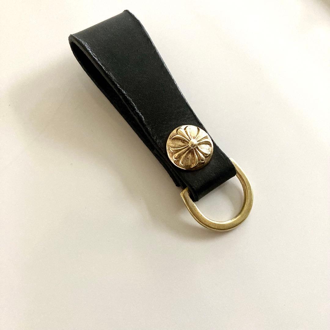 クロスボール 真鍮 ベルトループレザー Dカン ハンドメイド シルバー