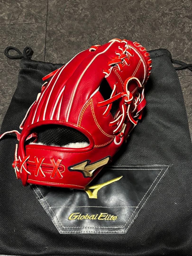 Mizuno Global Elite 硬式グローブ レッド MIZUNO (ミズノ) 硬式グローブ レッド ケース付 Global Elite 内野用