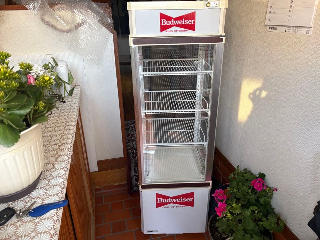 ■希少■Sanyo ショーケース 冷蔵庫　バドワイザー 什器アメリカンビンテージ □希少□Sanyo ショーケース 冷蔵庫 バドワイザー 什器アメリカン