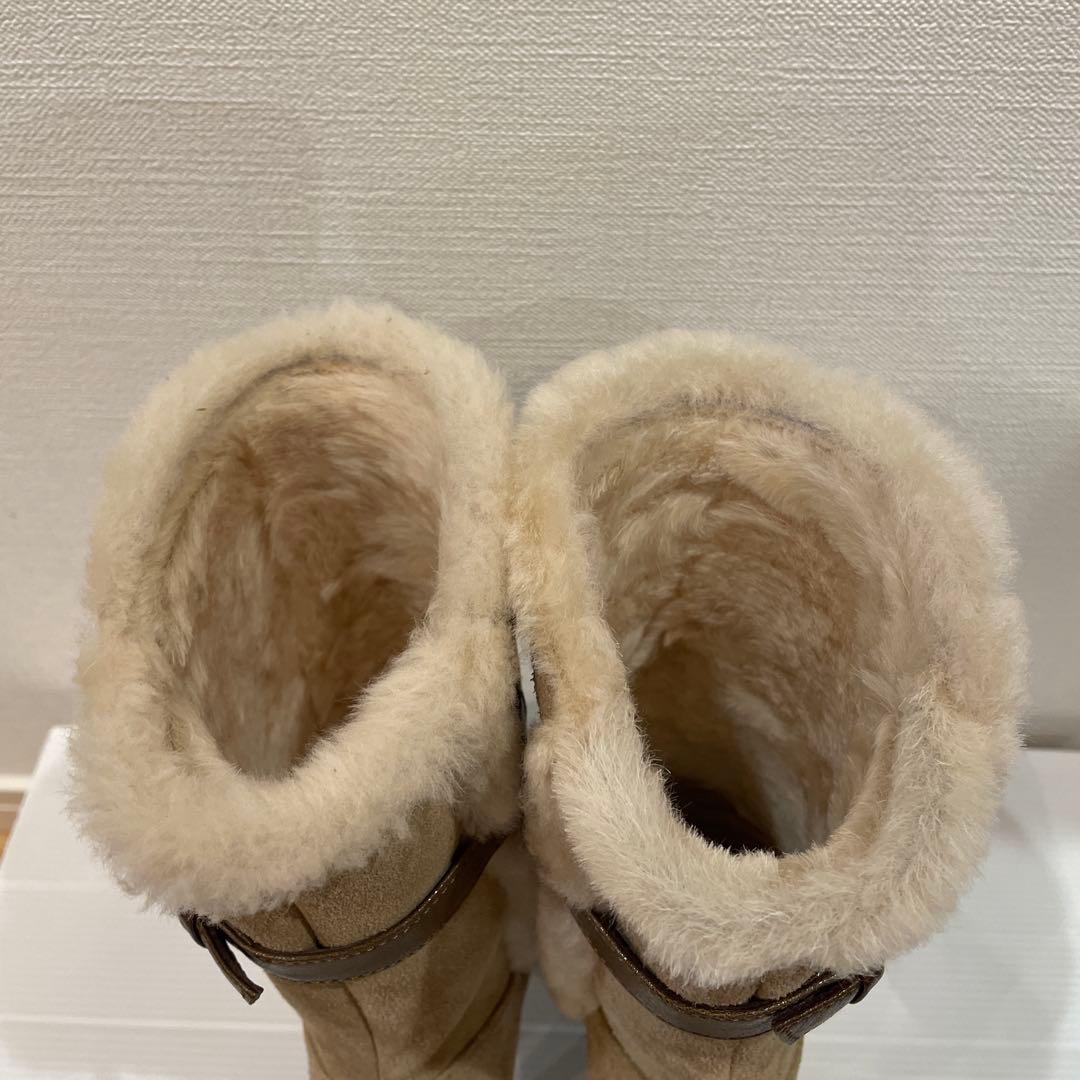【未使用品】DIANA ダイアナ ファー付スエードブーツ ベージュ 21.5cm