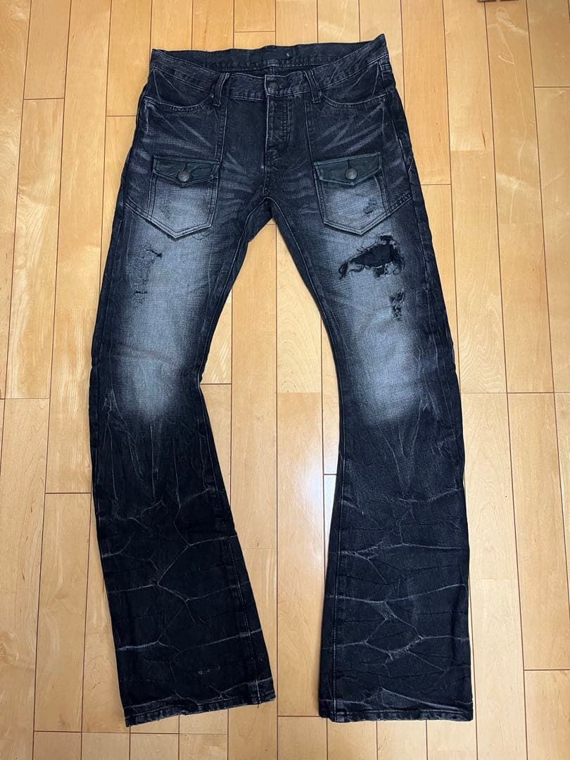 00s fuga black flare denim archive 46 - メルカリ