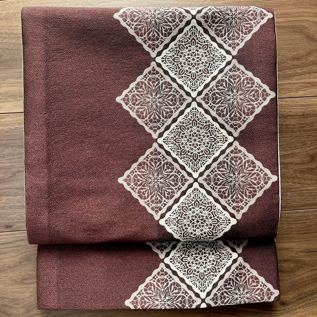 新品未使用◆京袋帯 焦赤茶色 スクエアレース模様 000000027482-01.jpg?size=org&t